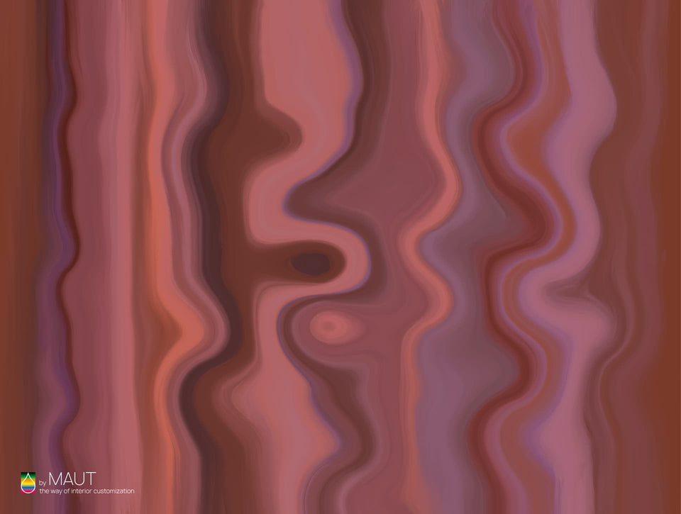 Wallpaper LAVA roodtinten met retro lavalamp vormen en chique kleuren