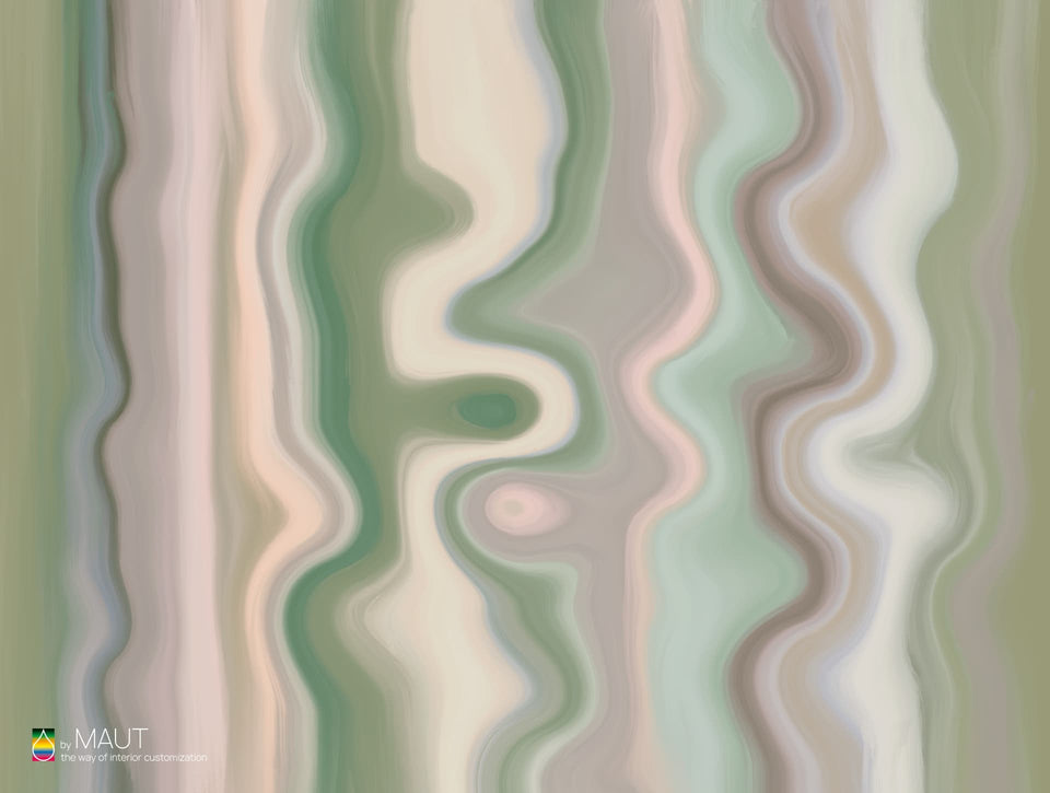 Wallpaper LAVA met retro lavalamp vormen en chique groene kleuren