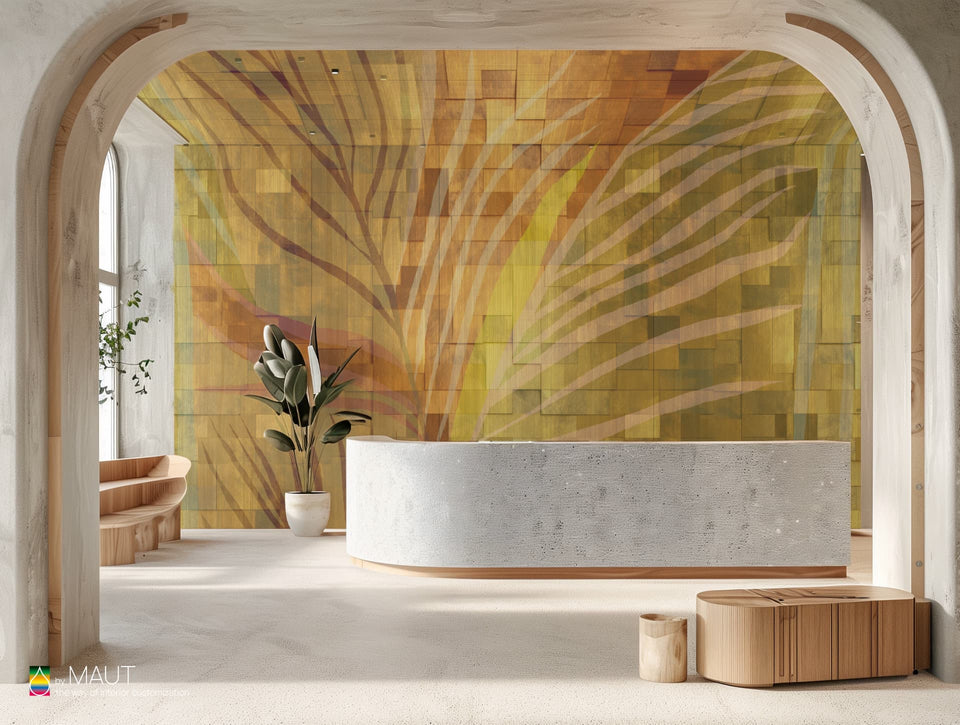 Wallpaper LIFF met abstracte takken, goudlook en 3D achtergrond