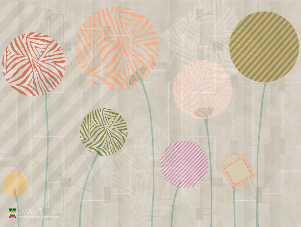 Wandbekleding LOIS met abstracte bollen en moderne structuur