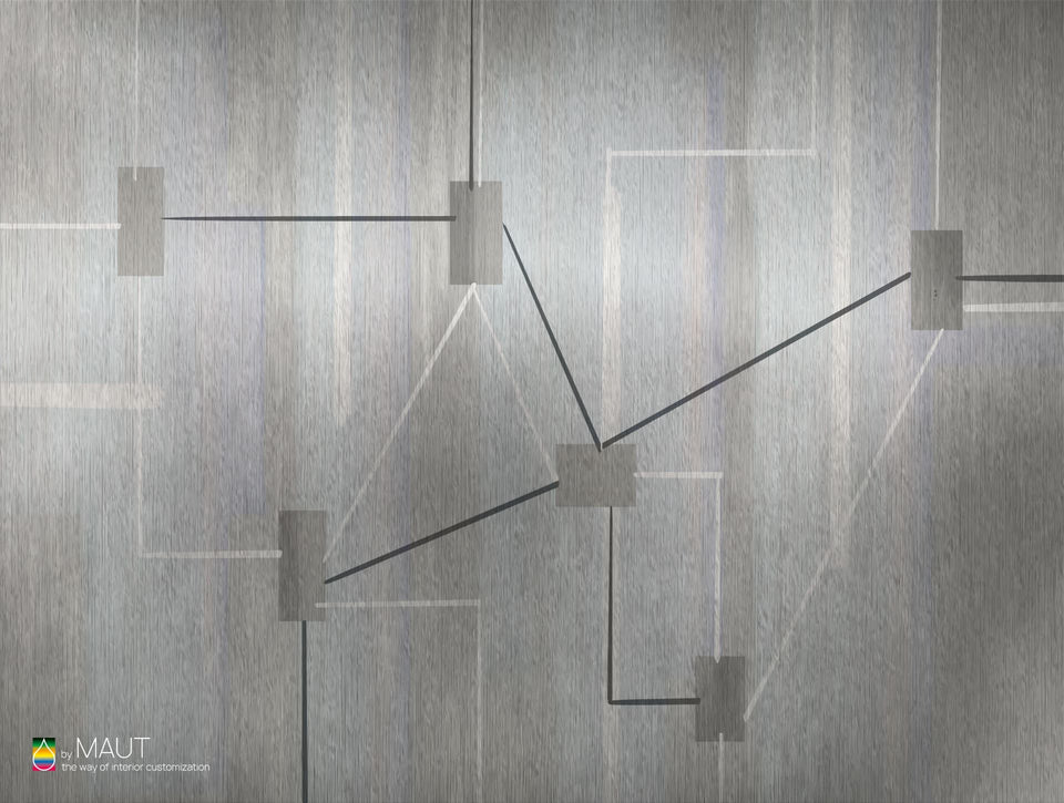 Wallpaper LEAD met minimalistisch lijnenspel en zilveren afwerking