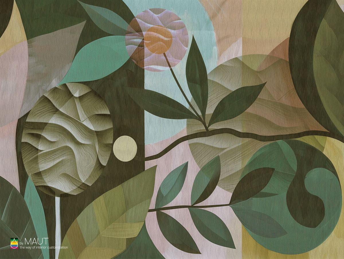Tropische kleuren in wallpaper MENZO in schilderachtige stijl