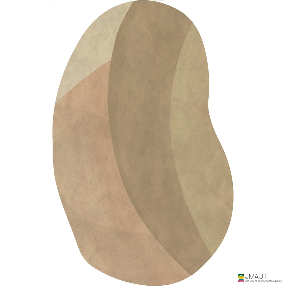MERCI combineert zachte bruine naturel kiezelvormen en kleuren in een elegant vloerkleed