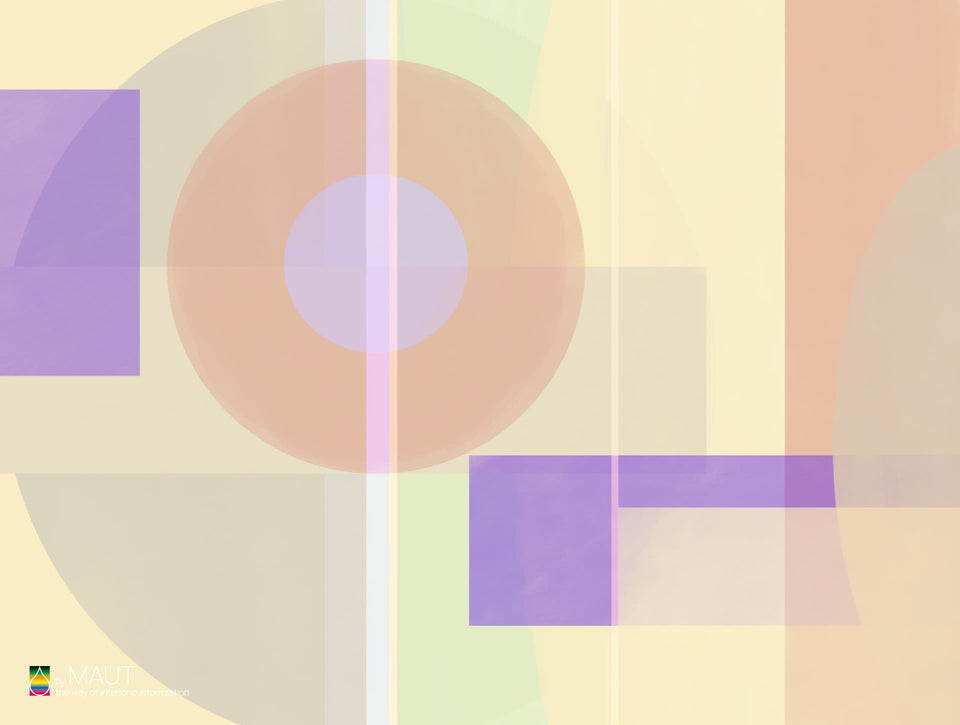 Wallpaper ODET met organische vormen en zachte pastelkleuren dessin
