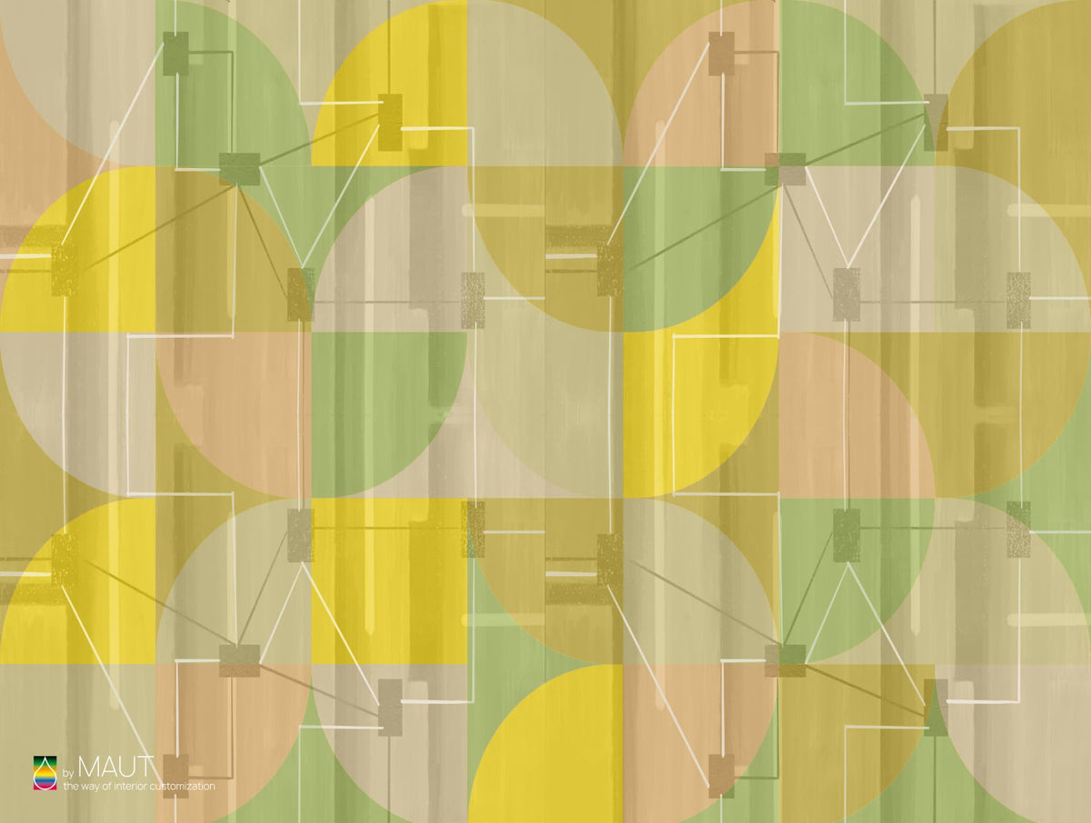 Wallpaper ROAD met abstracte halve cirkels en verfijnd lijnenspel