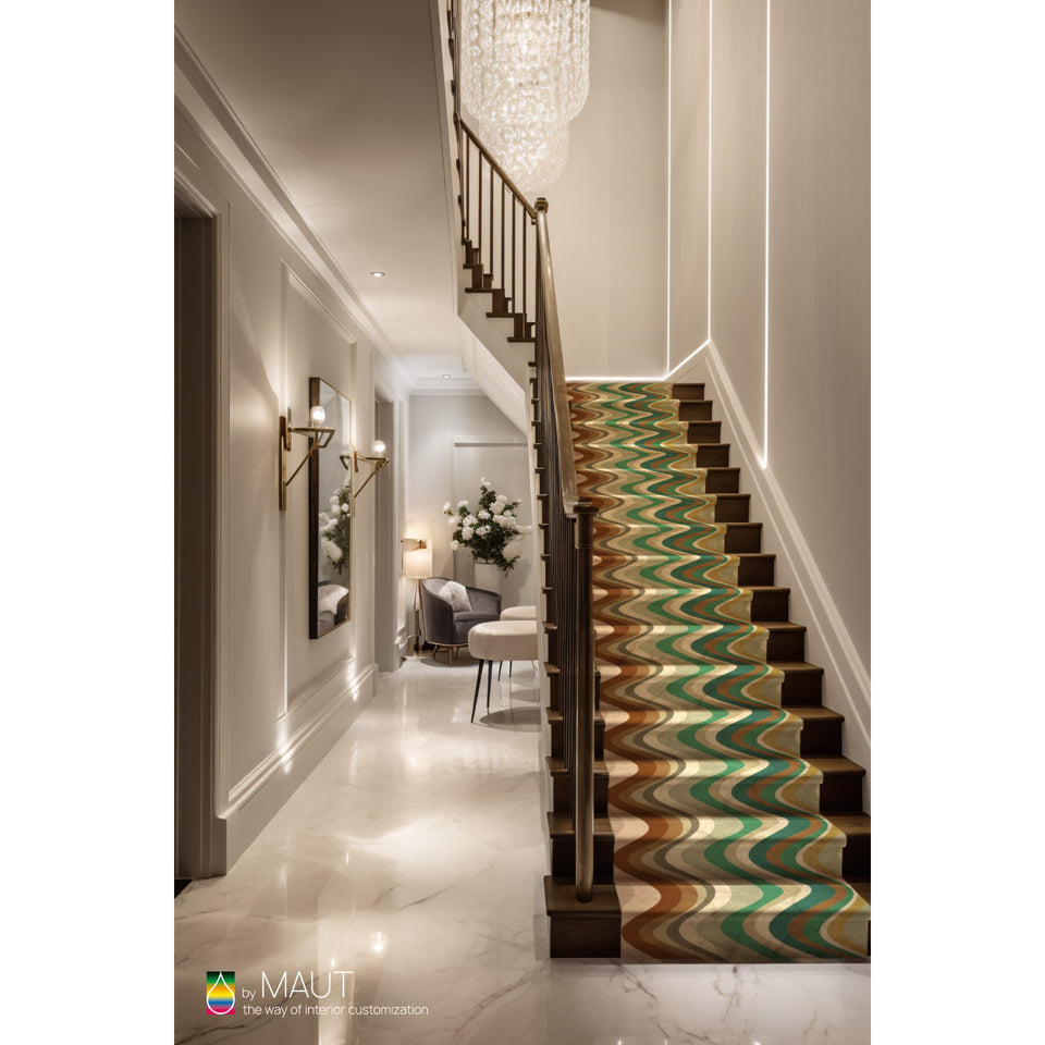 Wall to wall carpet S-LINE met groene, grijze en okergele tinten