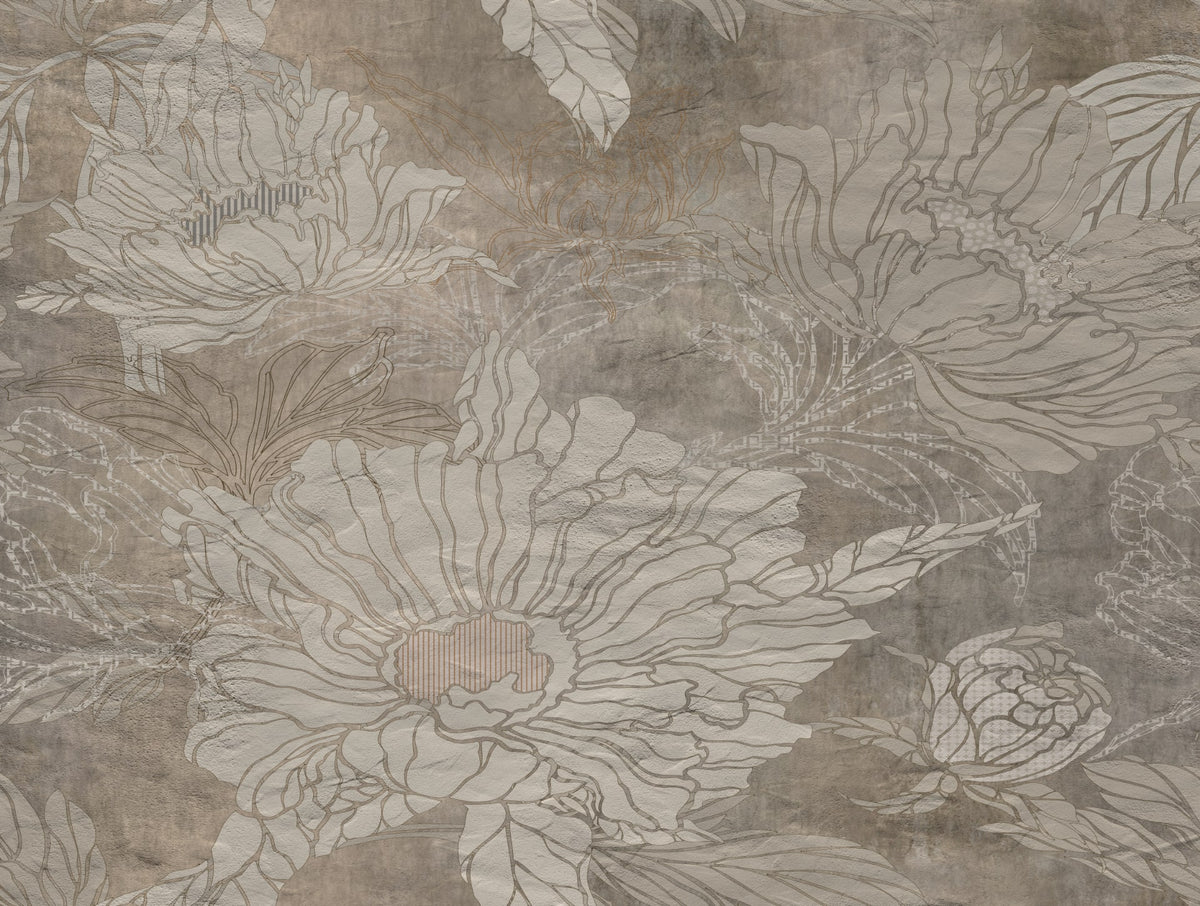 Prachtige mural met bloemenprint