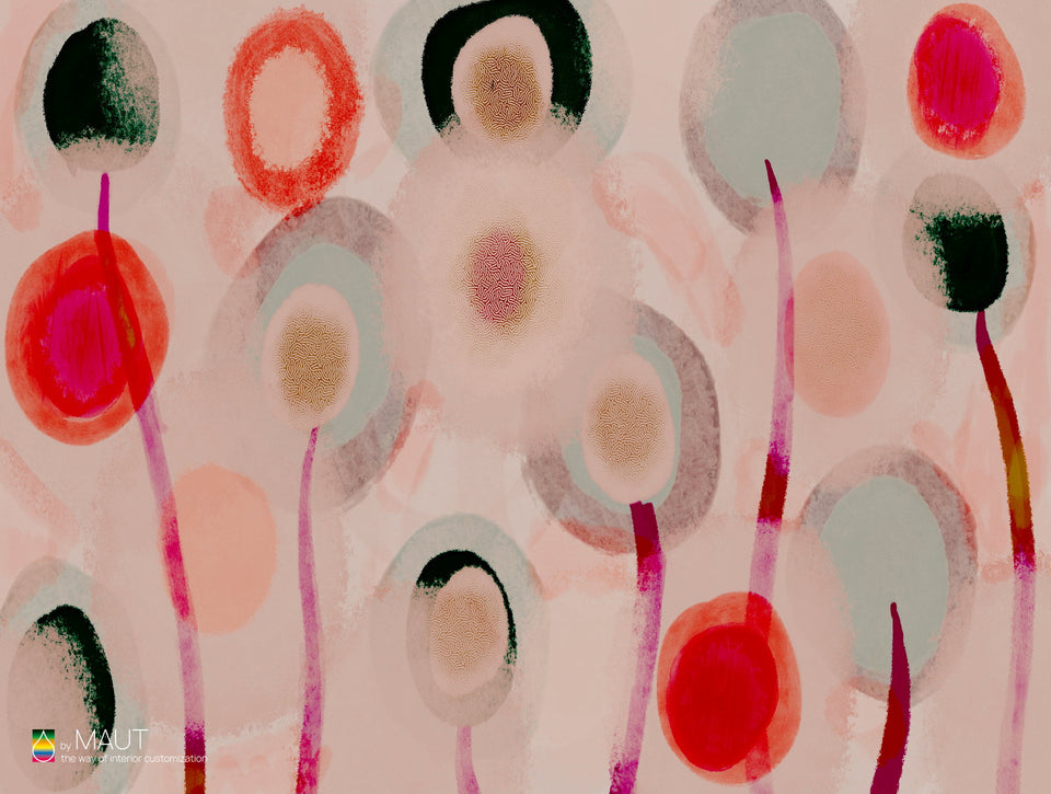 Wallpaper CAMBELL dessin met abstracte geschilderde bollen in frisse kleuren