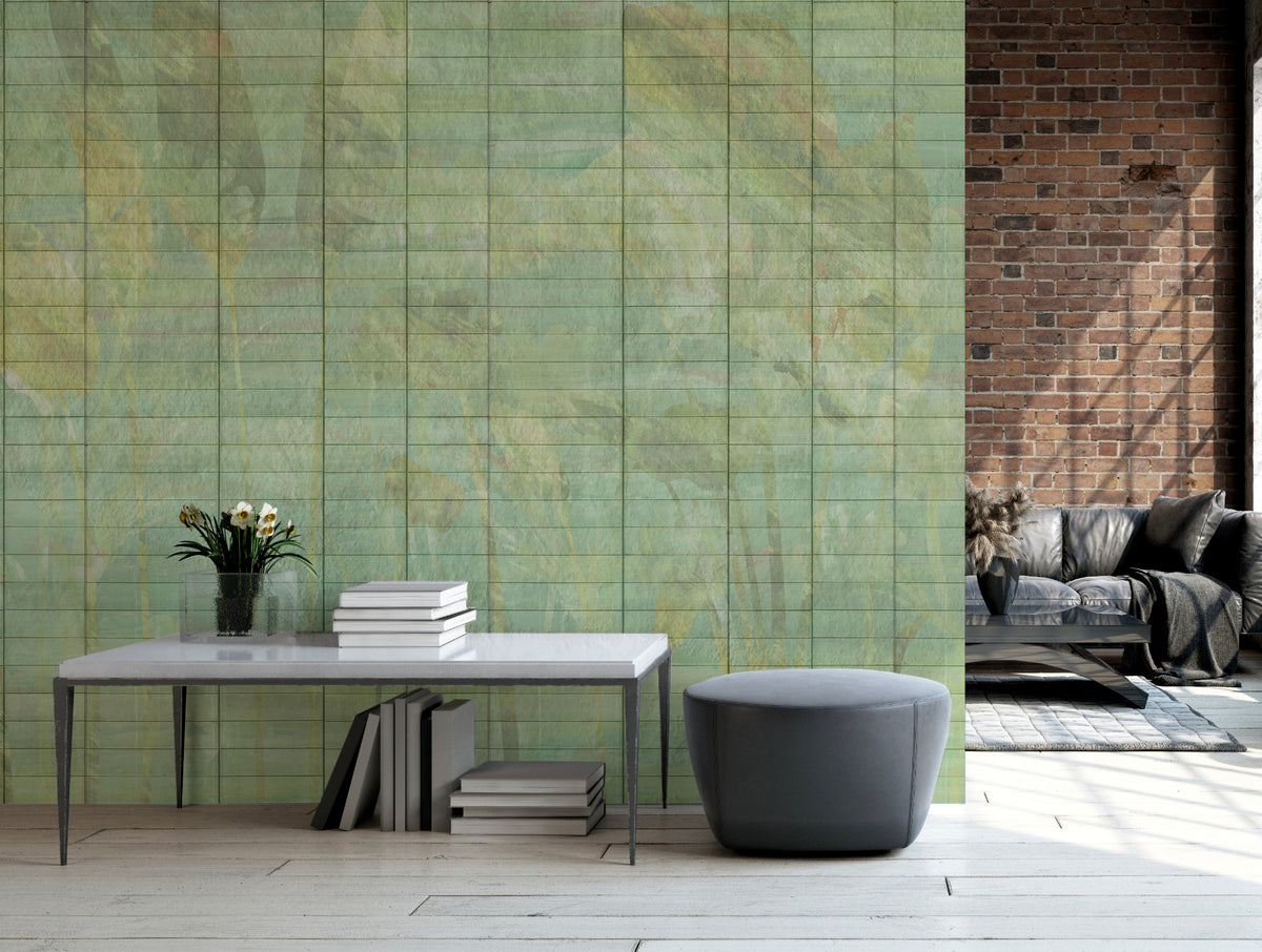 Wallpaper JARDIN ROYAL met olieverf geschilderde bladeren in klassiek landschap
