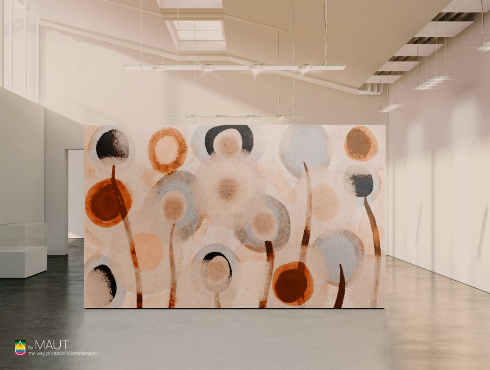 Wallpaper CAMBELL met abstracte geschilderde bollen in levendige kleuren