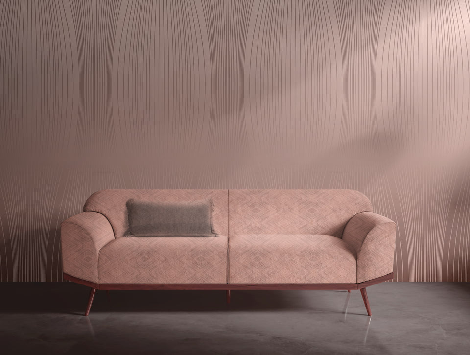 Wallpaper SWANG met elegante curvy lijnen en tijdloze exclusieve uitstraling in een mooi roze kleur