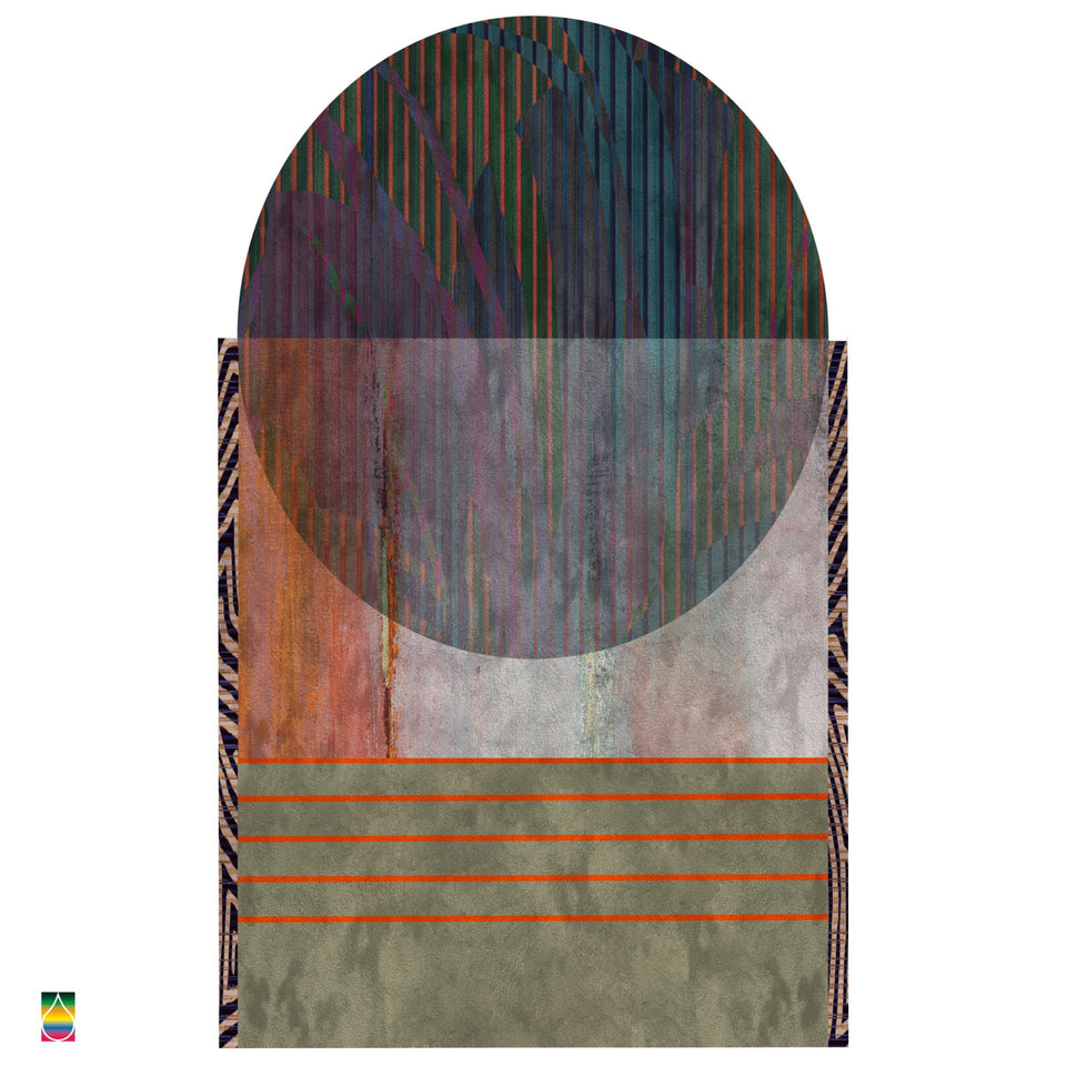 Abstracte lagen en patronen komen samen in het bijzondere MONTGOMERY MULTI carpet