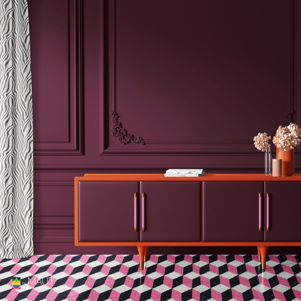 Wall to wall carpet RETRO YOUR WAY met 3D-kubussen en speels kleurenpalet