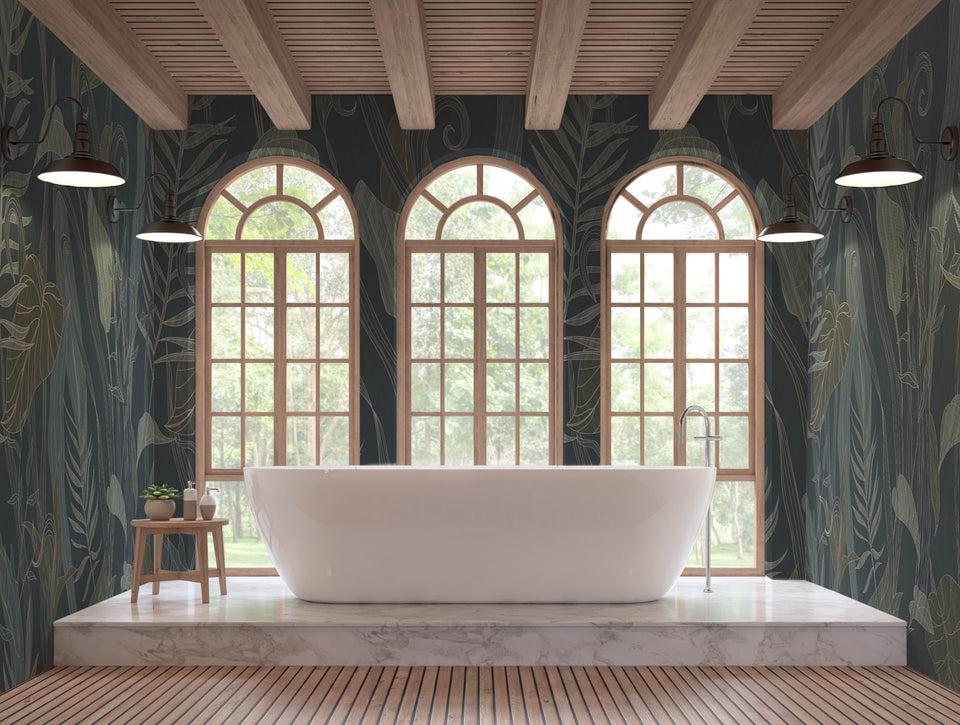 Wallpaper SAFARI met bamboe textuur en stijlvolle look