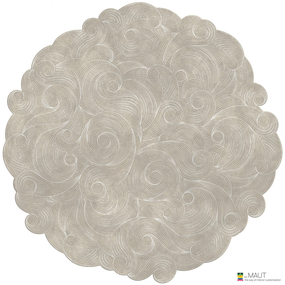Elegante curvy lijnen geven WAVE carpet een speels en dynamisch karakter in beige tinten