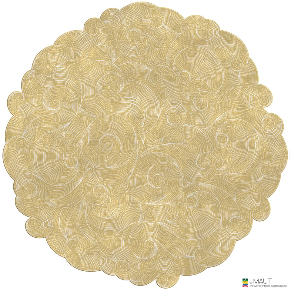 Elegante curvy lijnen geven WAVE carpet een speels en dynamisch karakter in oker tinten