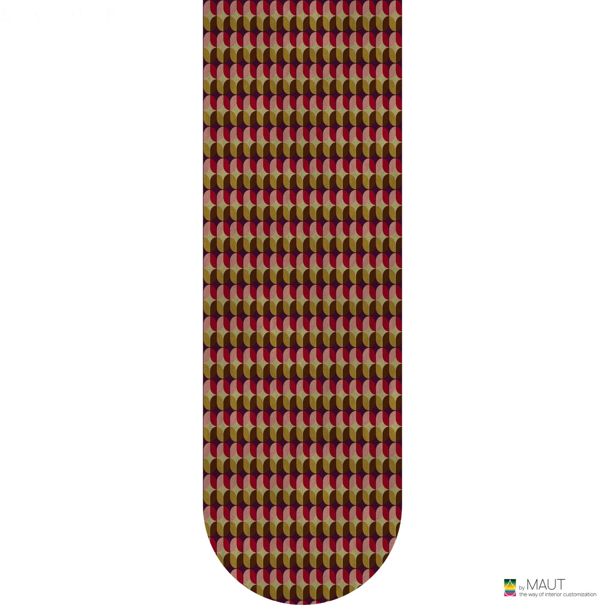 Retro kleuren en ovalen geven BON carpet een opvallende en veelzijdige uitstraling