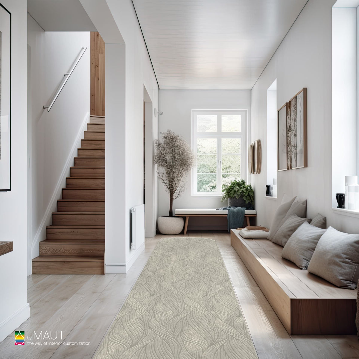 Elegante runner LEAF met abstract dessin in tijdloos design