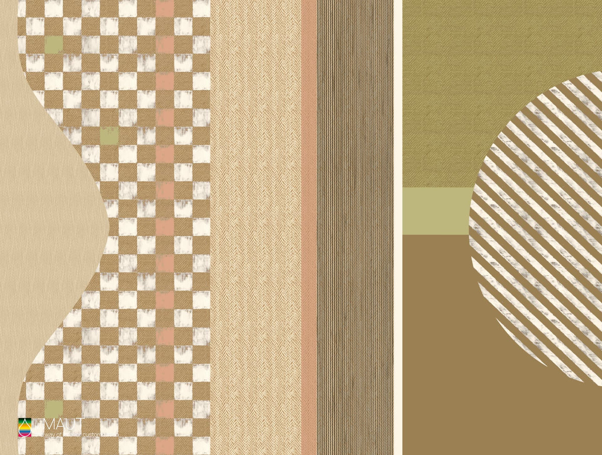 Wandbekleding MIKA met grote abstracte vormen en krachtige strepen