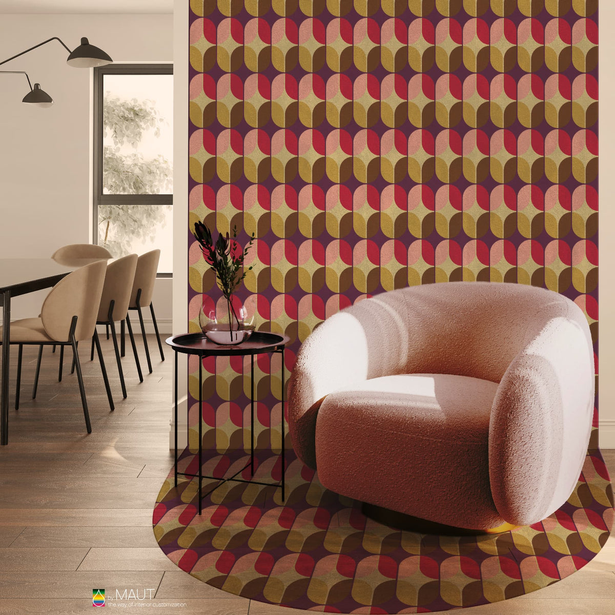 BON combineert retro ovalen en kleur tot een sfeervol vloerkleed