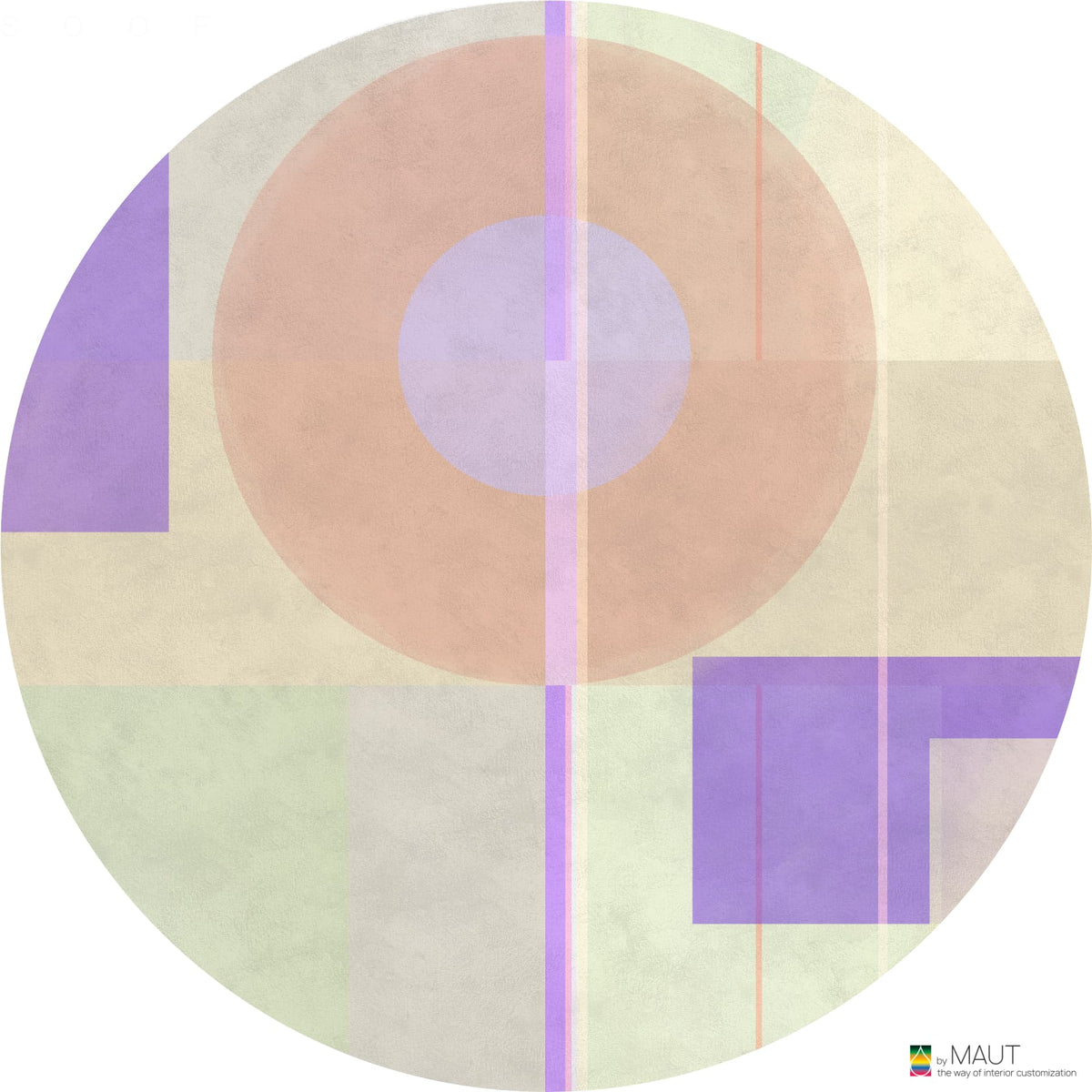 Kleurrijke tinten en abstracte patronen maken TED een speels en artistiek vloerkleed