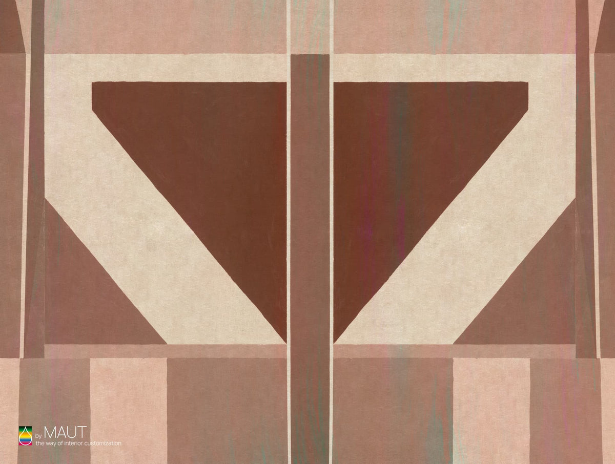 Wallpaper BLOCK met abstracte rode schilderingen op linnen textuur