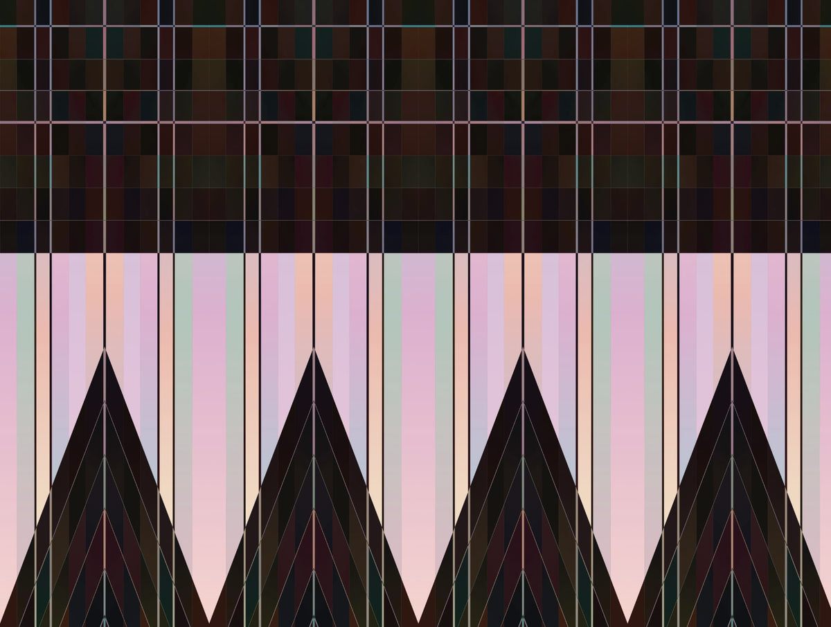 Wallpaper DAZLE TRIANGLE met speelse ruitstructuur in sixties stijl