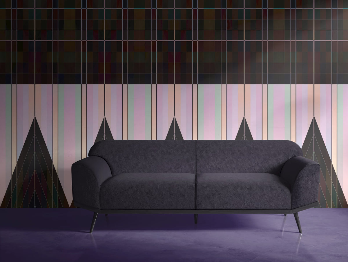 Retro wallpaper DAZLE TRIANGLE met ruitdessin en speelse jaren zestig uitstraling