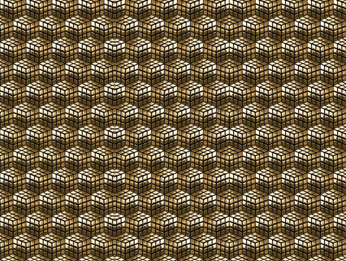 Wallpaper DYNASTIE met kubuspatroon en speelse dieptewerking