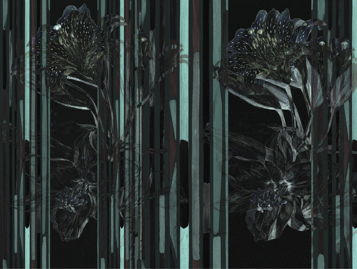 Wallpaper FLOWER EXPLOTION met expressieve en theatrale bloemen