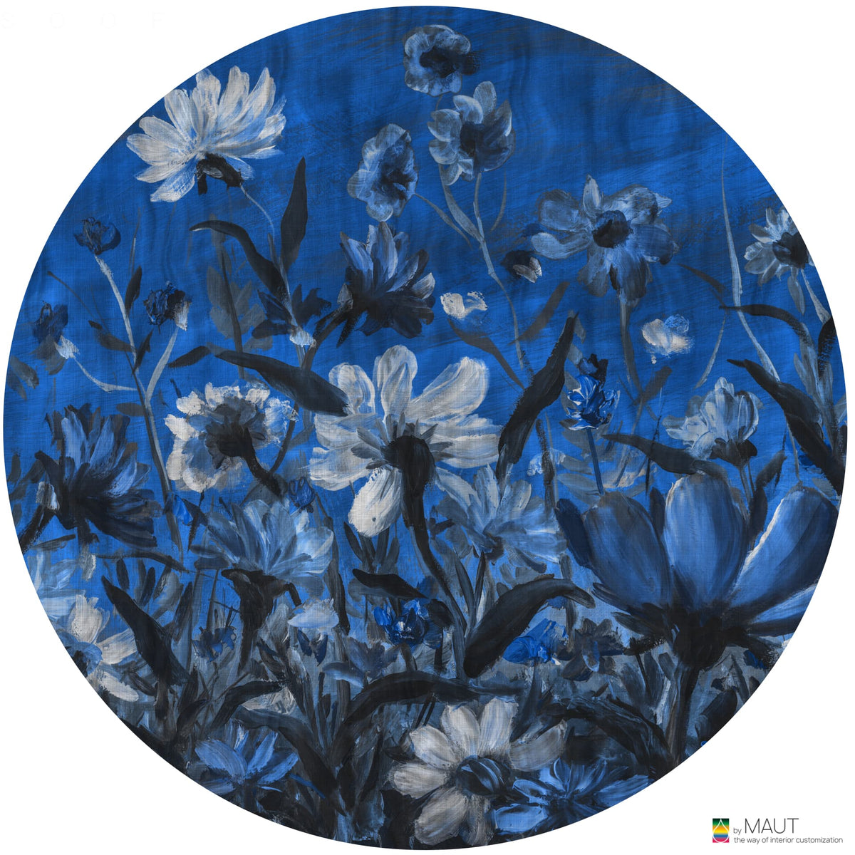 NILO is een expressief bloemen vloerkleed met handgeschilderde details
