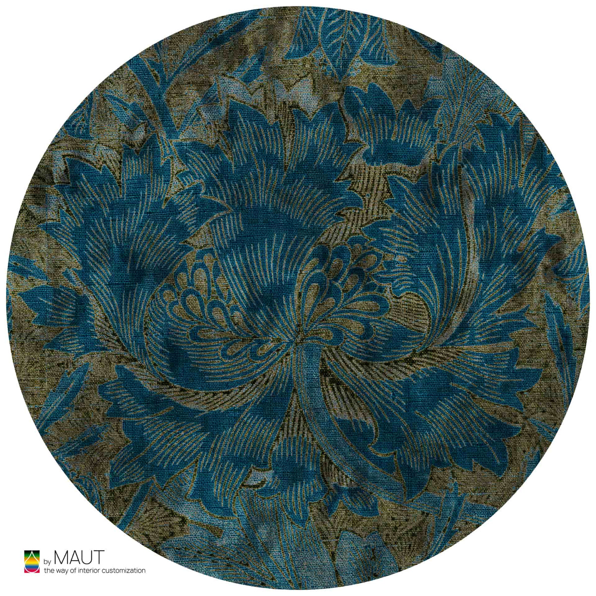 Een luxe vintage twist maakt SENCE tot een chique vloerkleed in blauw tinten