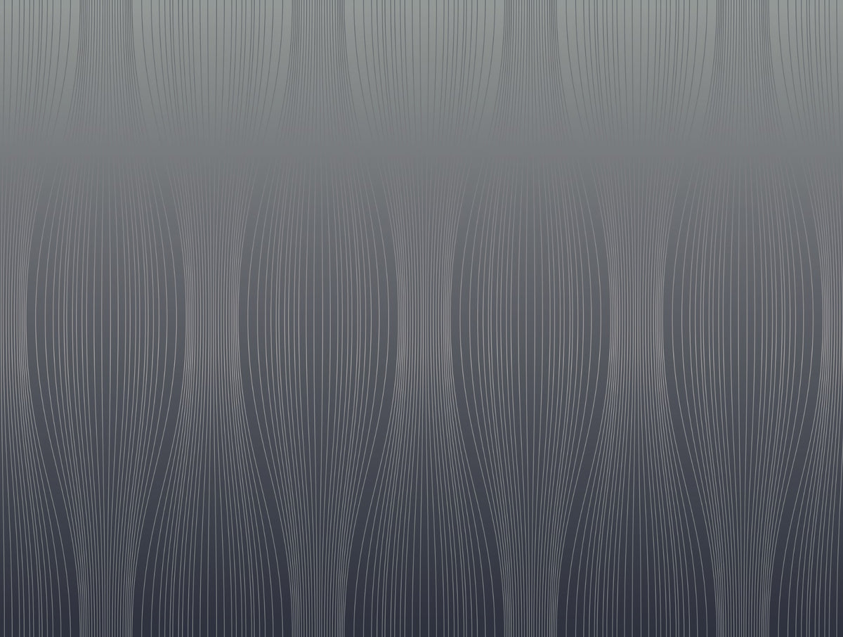 Wallpaper SWANG met elegante curvy lijnen en tijdloze exclusieve blauwe uitstraling