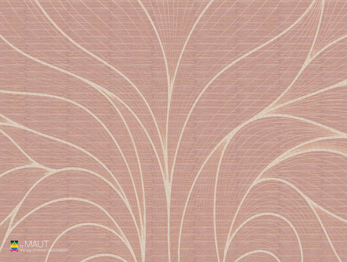Wandbekleding WAVE LINES copper met grasweefsel textuur en dynamisch lijnenspel