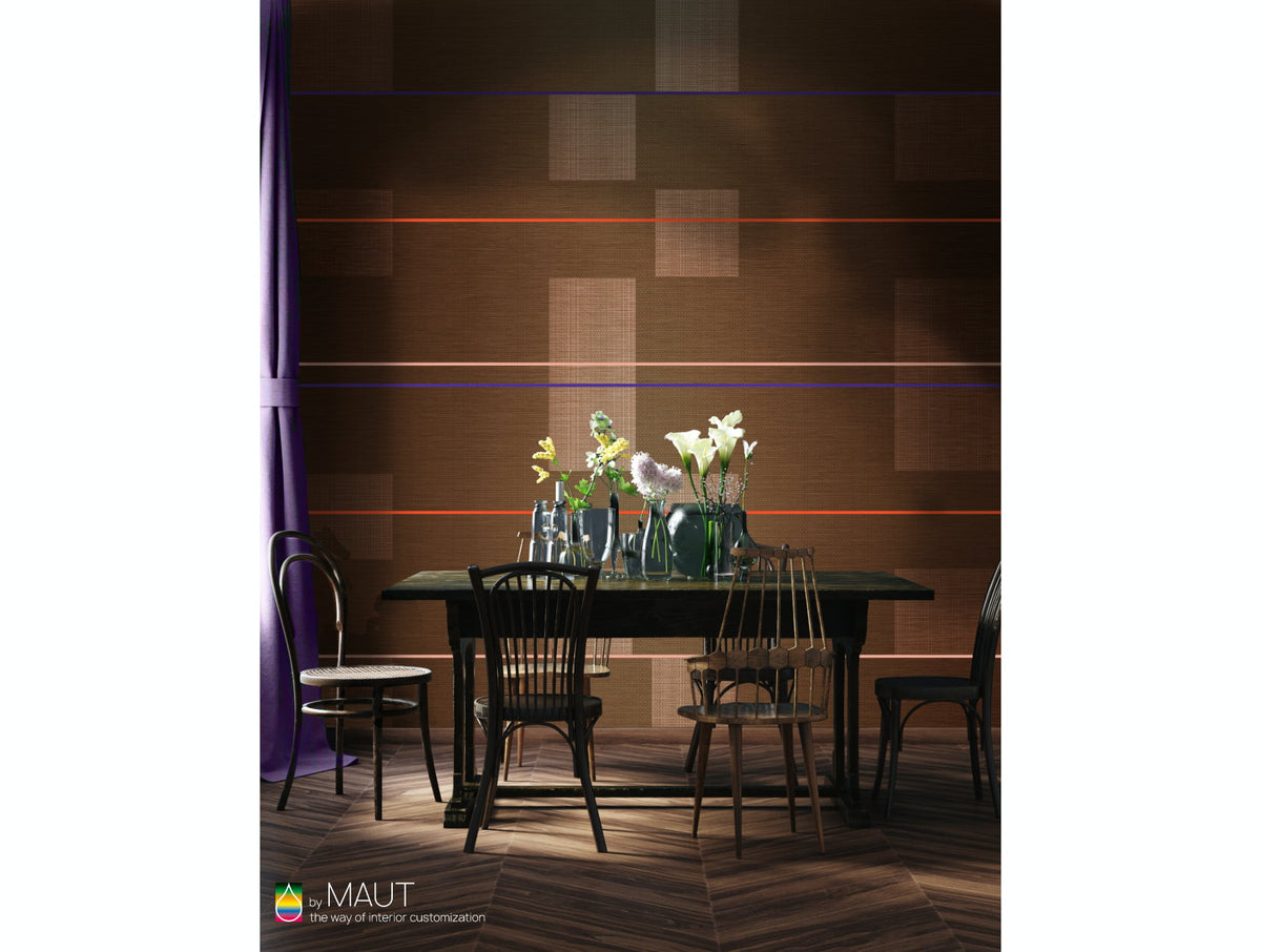 Luxueuze wallpaper WICKER met kleurrijke abstracte strepen
